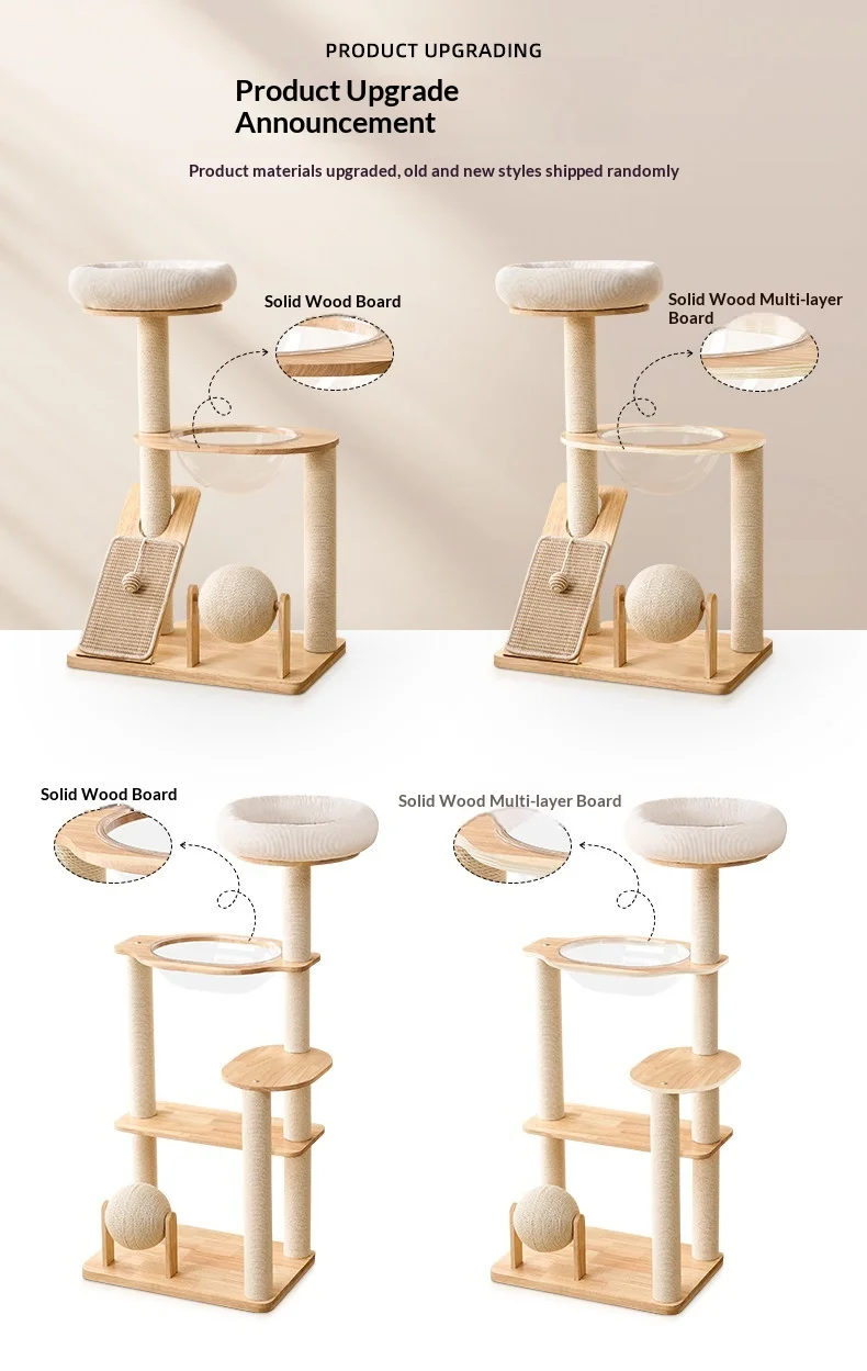Árbol para gatos compacto de madera con zonas de descanso