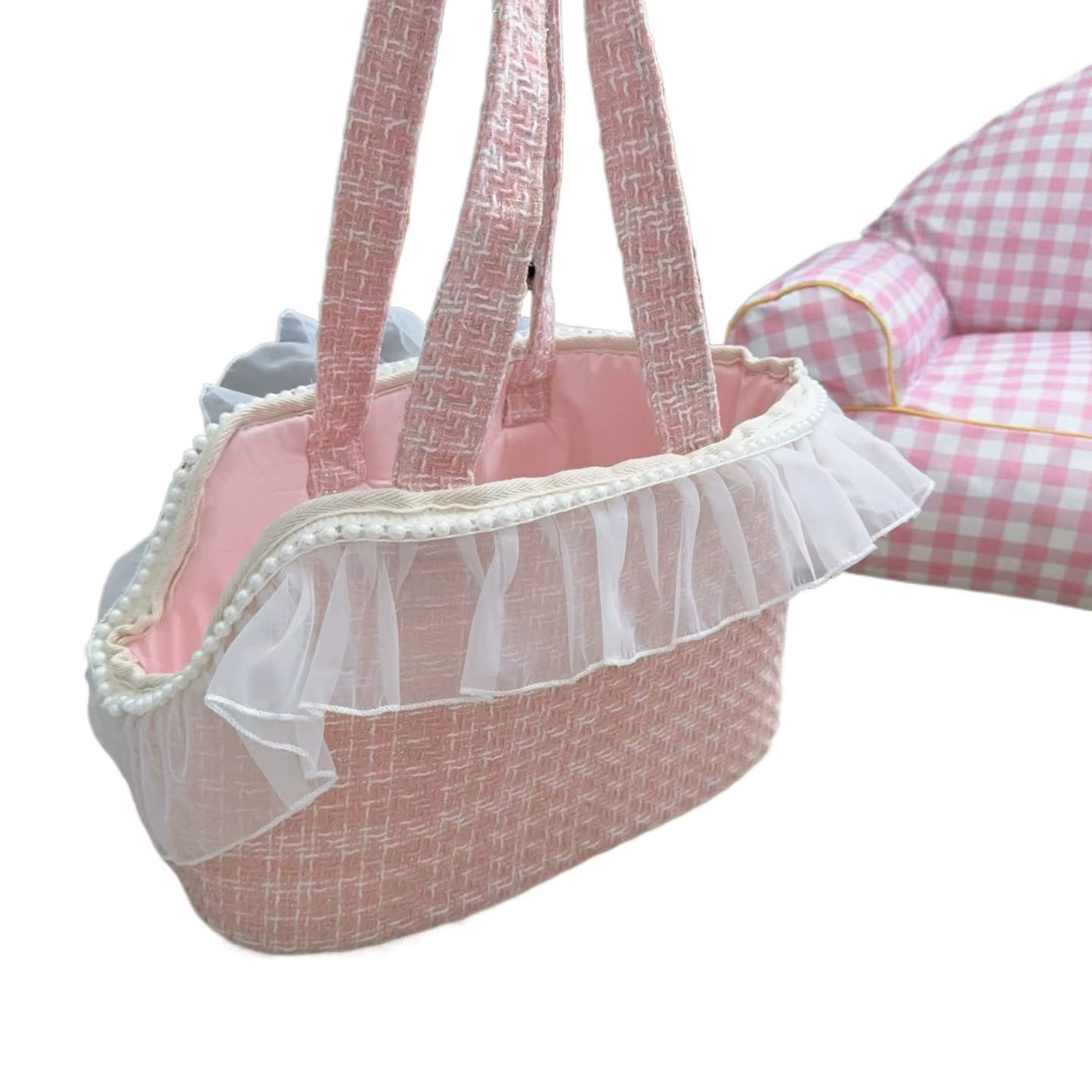 Mochila transportín para gatos con encaje – Bolsa de lana acolchada - imagen 4