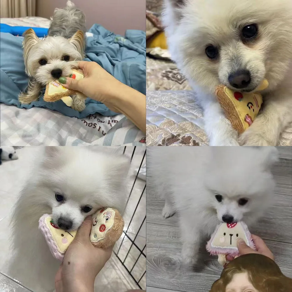 Juguete de peluche pizza para perros vista frontal
