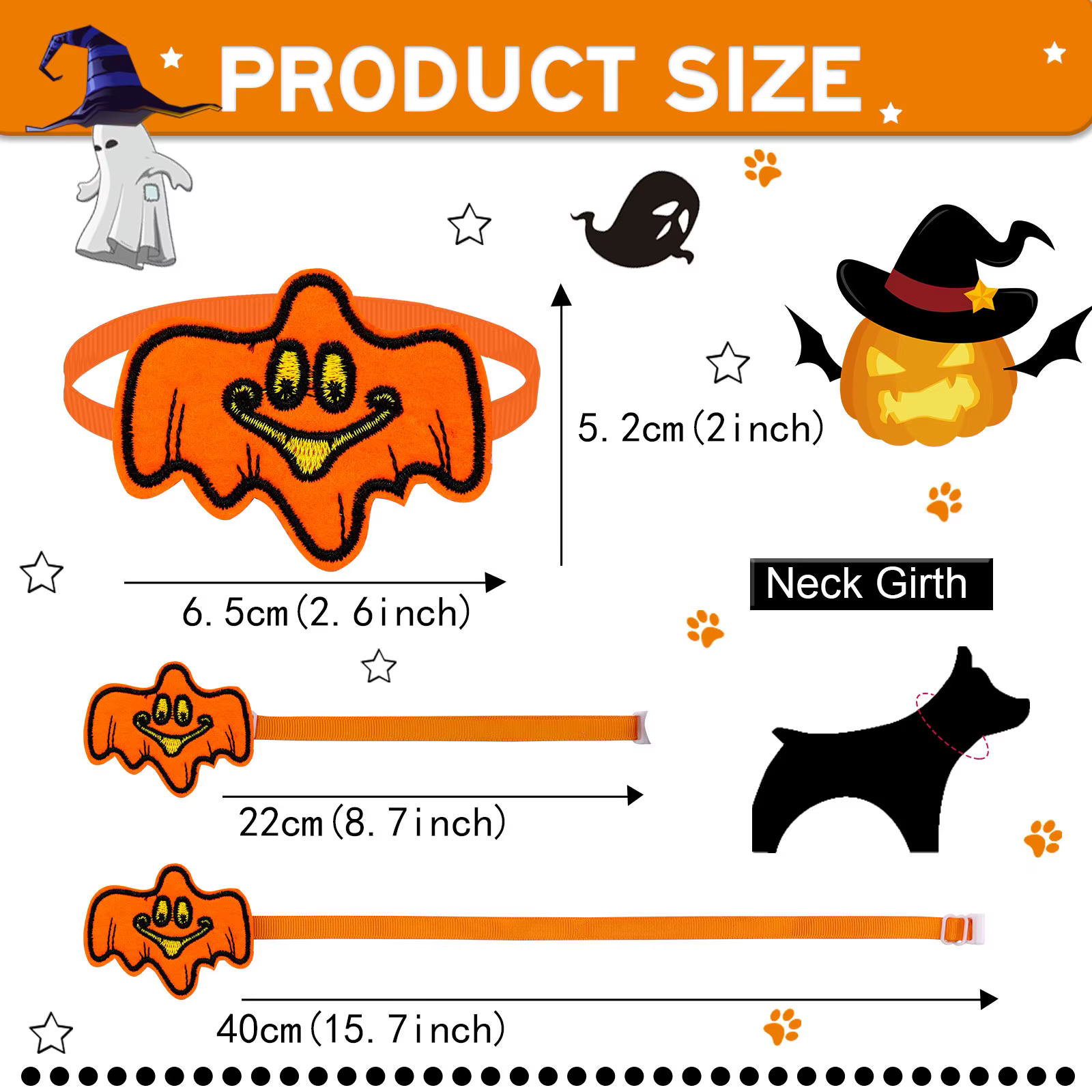 Lazos para perros calabaza cartoon ajustables para cuello Halloween - imagen 4