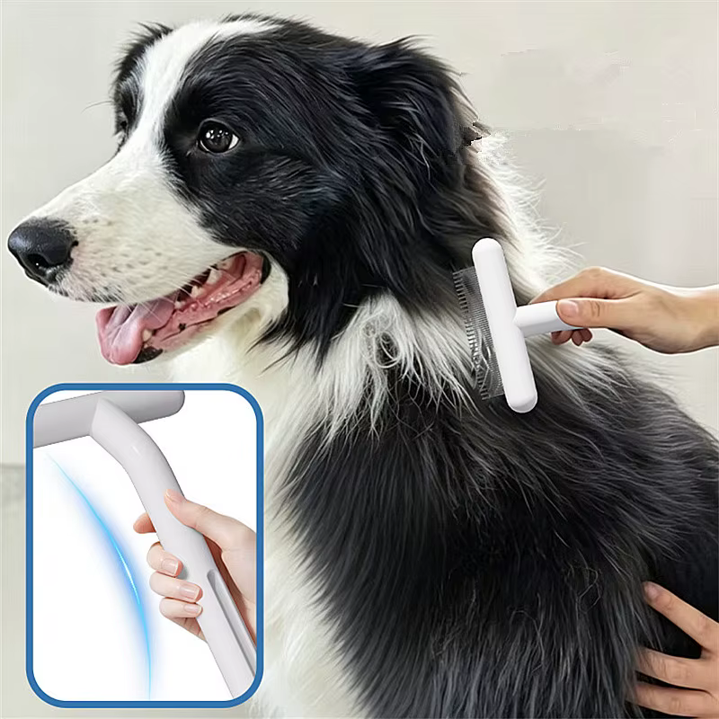 Peine y cepillo para perros y gatos: acero inox masaje - imagen 2