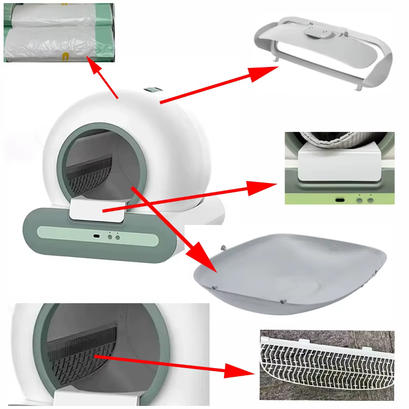 Accesorios para caja arena automática TONEPIE Ti – Puerta, filtro, bolsas y pedal - imagen 3