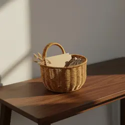 Organizador con cestas de ratán para baño y aseo de gato y perro
