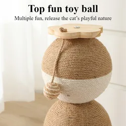 Rascador Vertical para Gatos de Madera y Sisal con Juguete Colgante