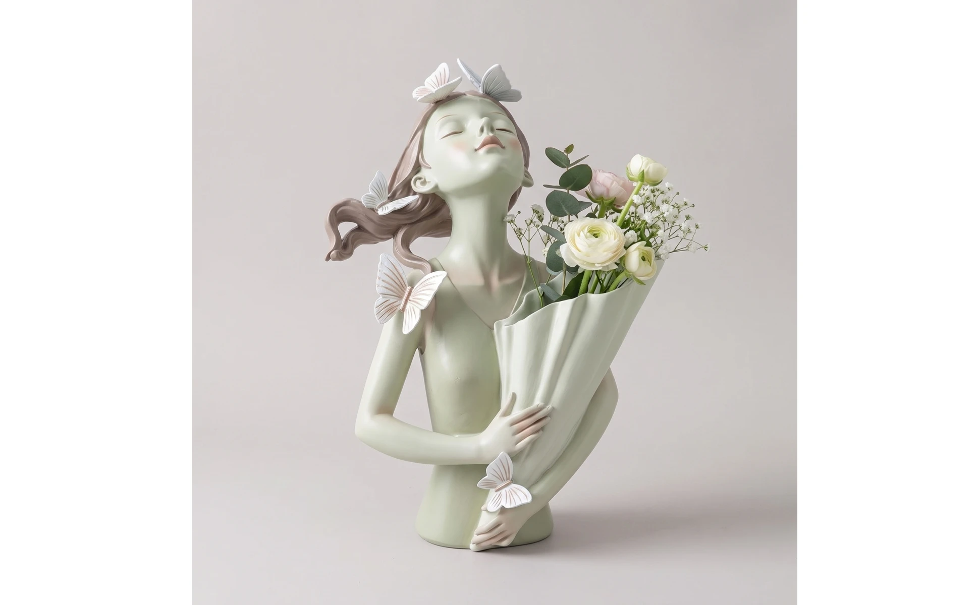 Estatua decorativa de resina con diseño artístico femenino