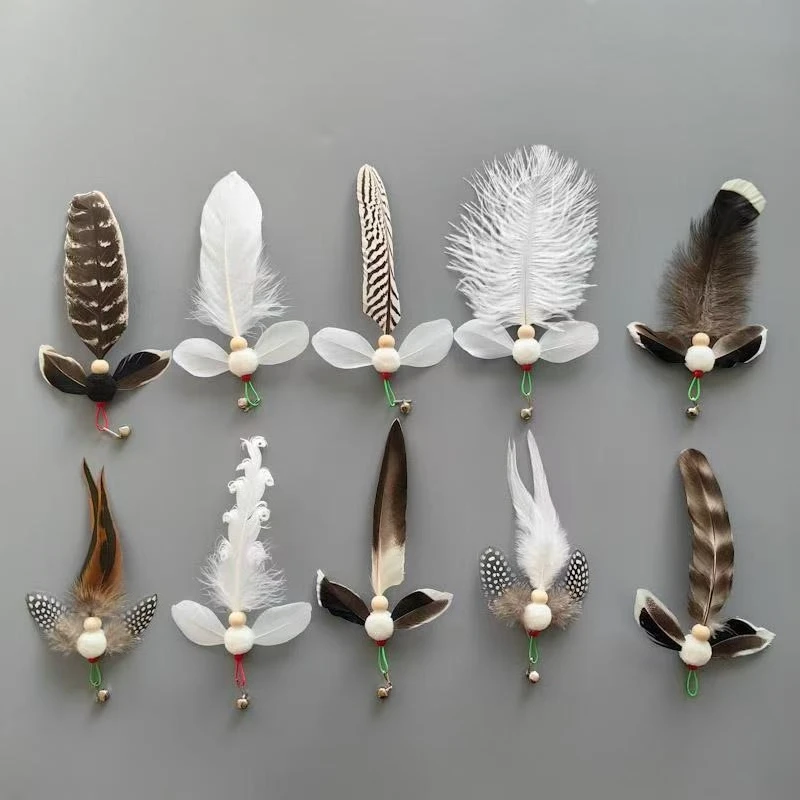Varita con plumas de insectos, juguete para gatos