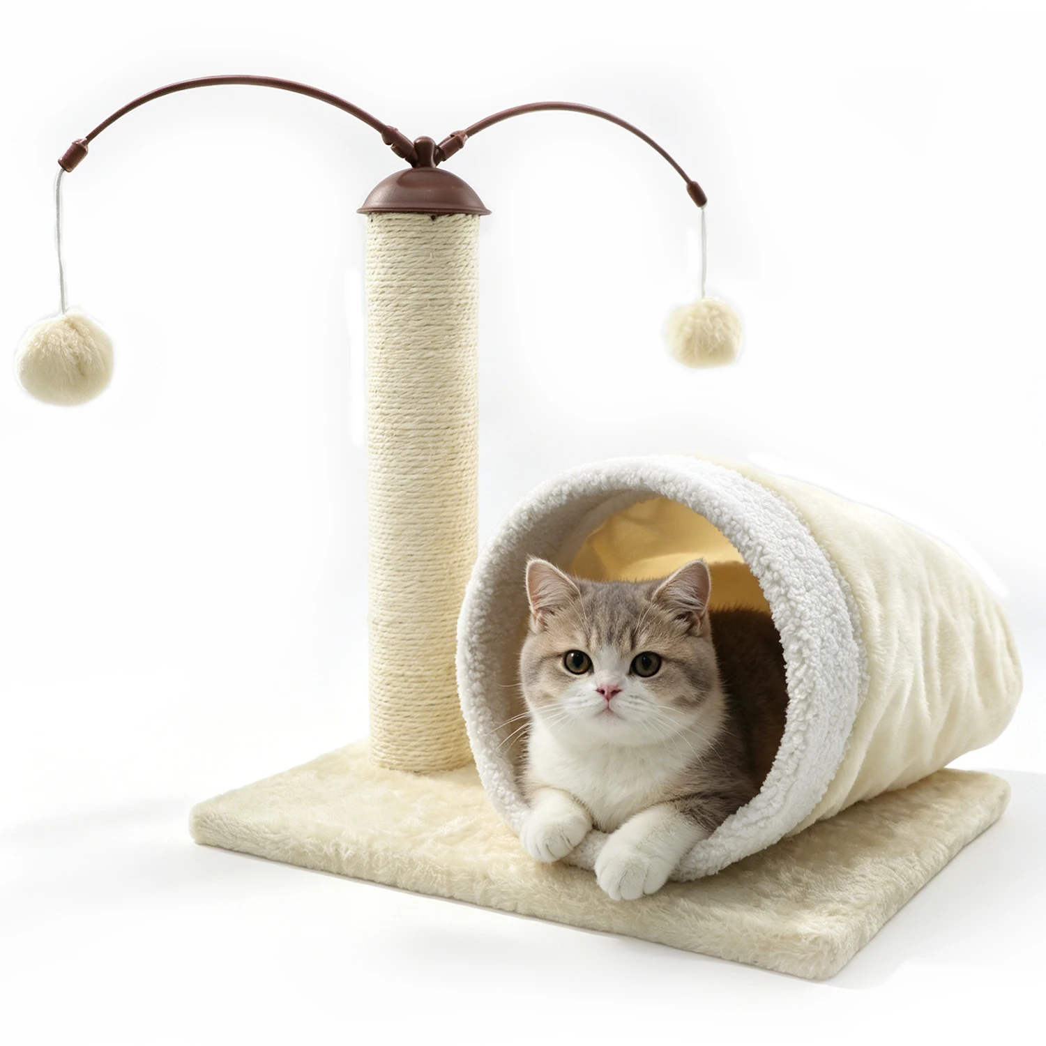 Árbol rascador para gatos con túnel sonoro y pelotas - imagen 2