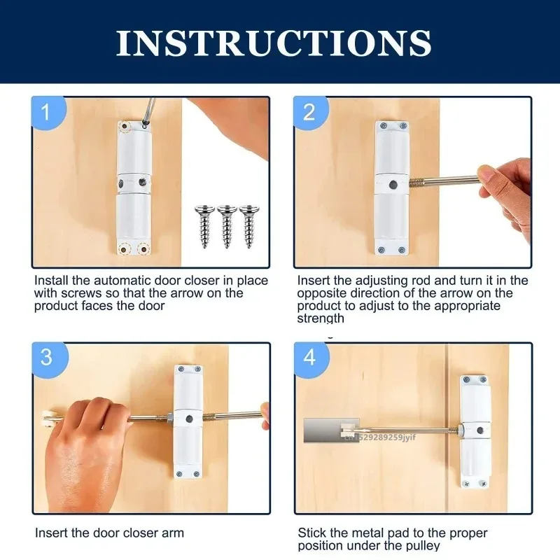 Cierrapuertas automático de metal ajustable, silencioso y duradero - imagen 3