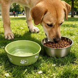 Comedero antivuelco de acero inoxidable para perros y gatos