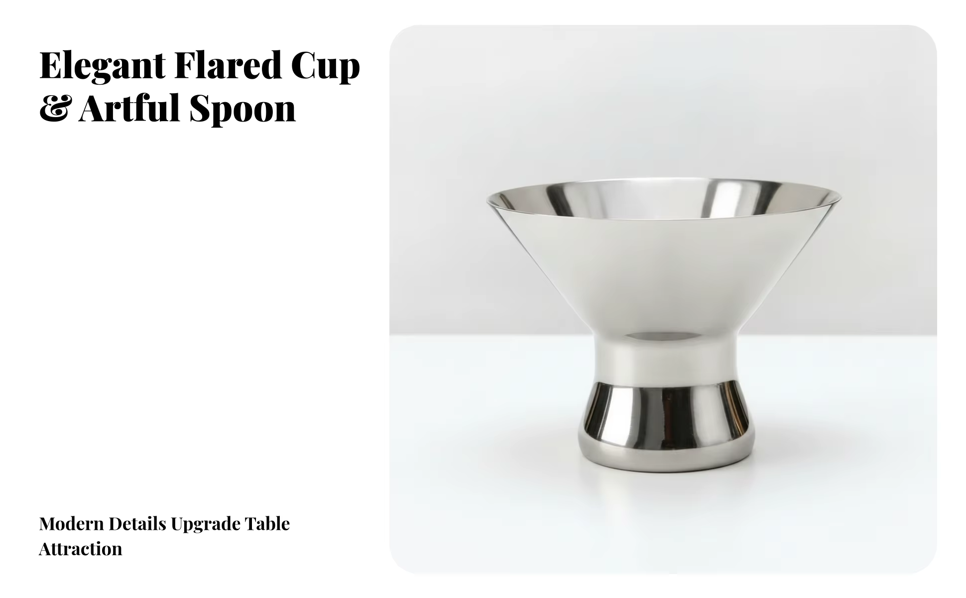Copa de postre pulida tipo cáliz, acero inoxidable plateado