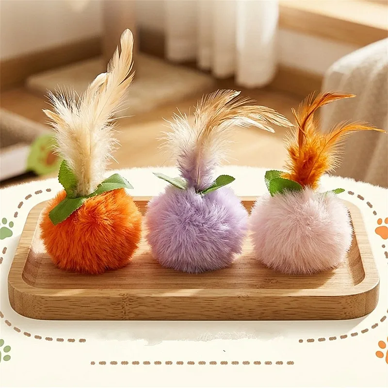 Set completo de juguete interactivo para gatos con pelota de felpa, varita con plumas y campana