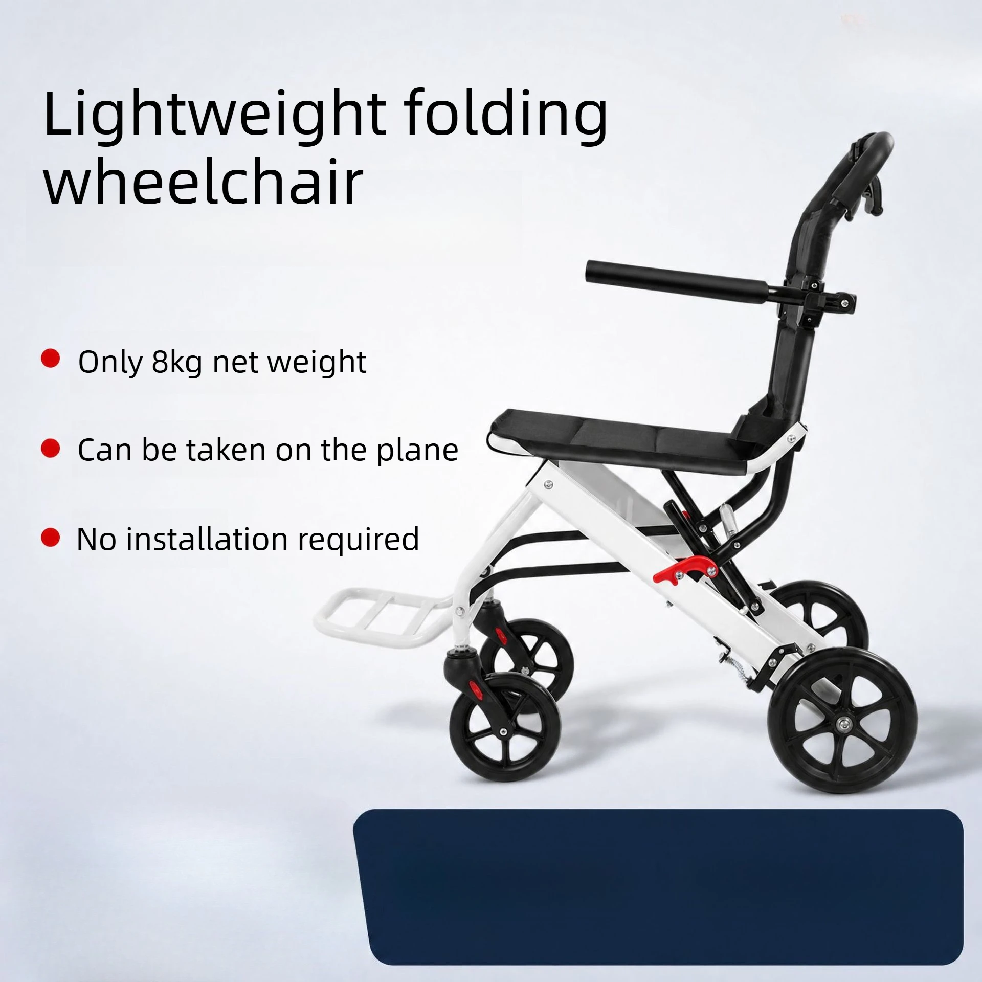Silla de ruedas plegable y ligera para viajar en avión - imagen 2