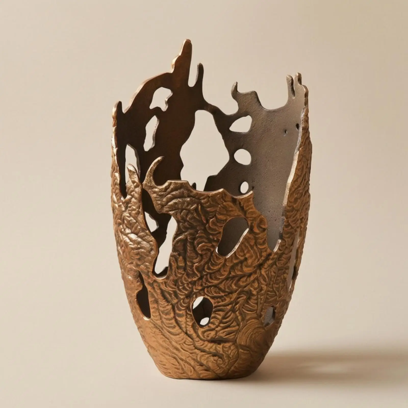 Escultura decorativa metal calado bronce dorado relieve - imagen 2