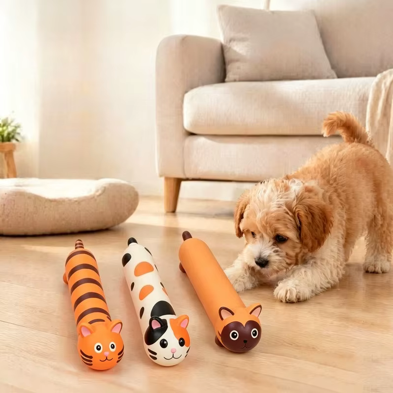 Juguete interactivo de goma con sonido para masticar gatos y perros