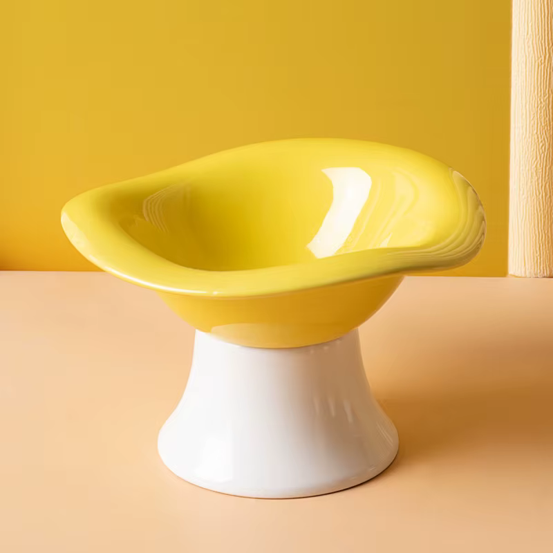 Cuenco elevado cerámica crema para gatos y cachorros: anti-manchas - imagen 4