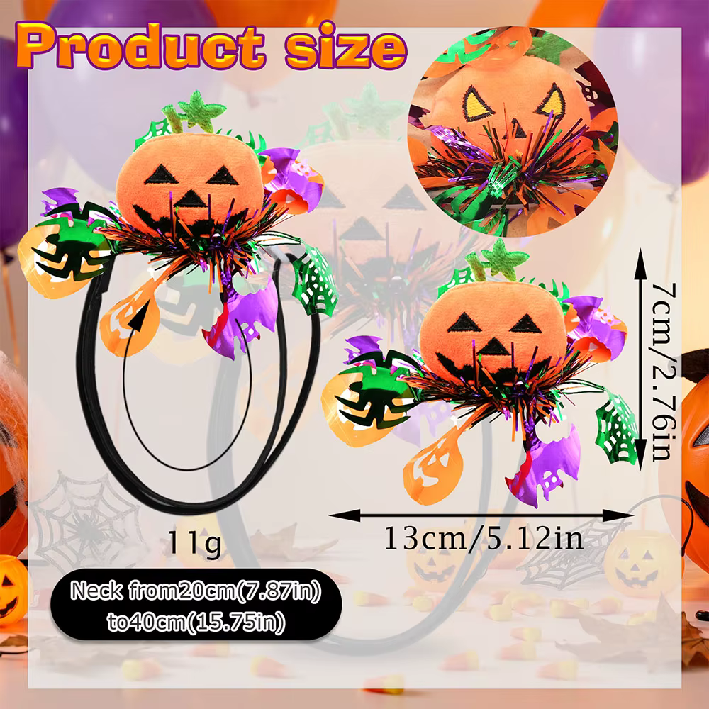 Lazos pelo perro Halloween calabaza - Ajustables brillantes - imagen 3