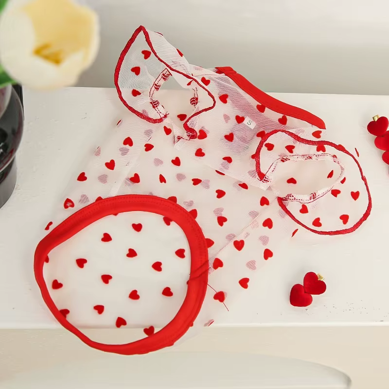 Chaleco de verano transpirable para perro y gato con corazones - imagen 4