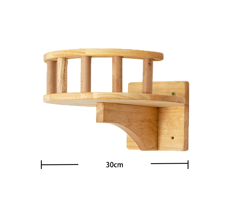 Árbol rascador de madera para gatos montado en la pared