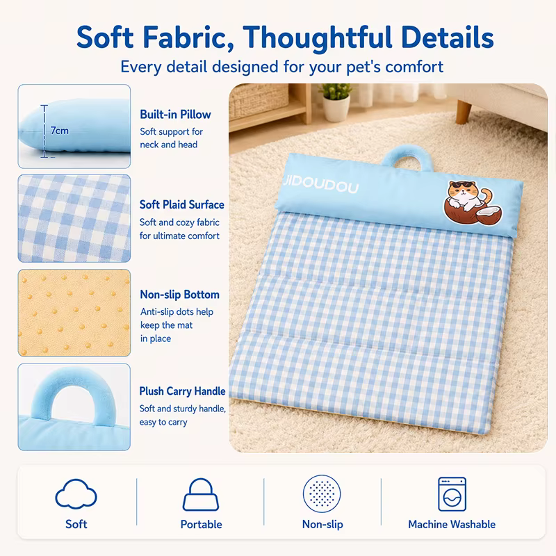 Colchoneta de verano plegable y lavable con almohada para gatos y perros - imagen 3