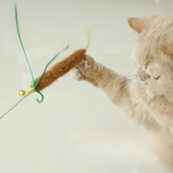 Juguete para gatos con varita, campana chirriante y mordida resistente
