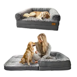 Sofá cama calmante para perros grandes, lavable e impermeable