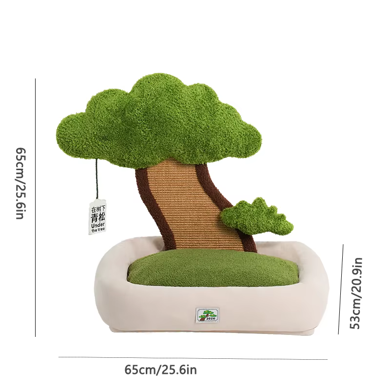 Cama para gatos con poste rascador minimalista