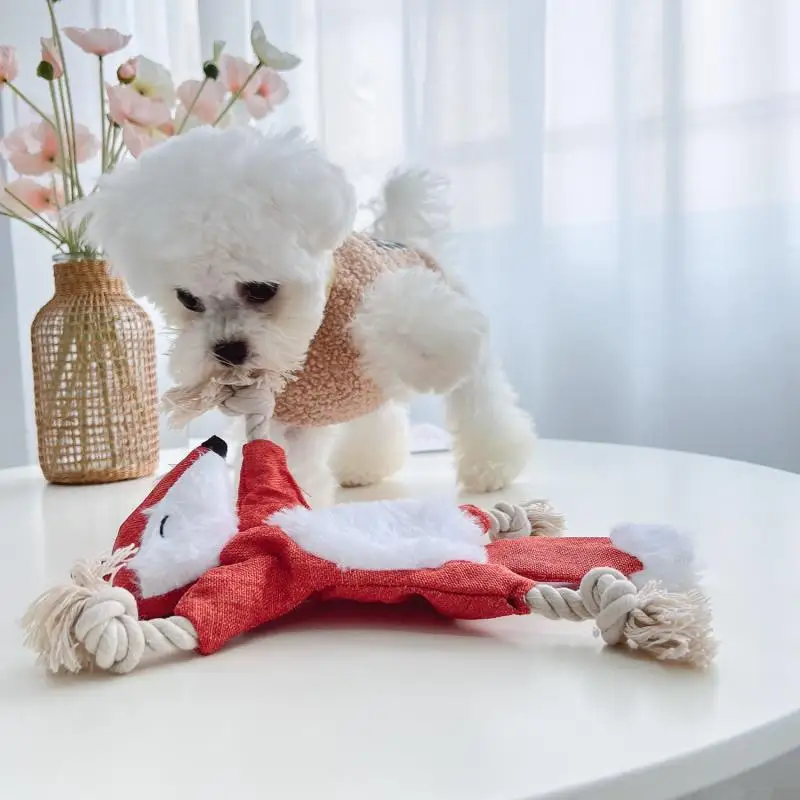 Perro jugando con el juguete chirriante en interior